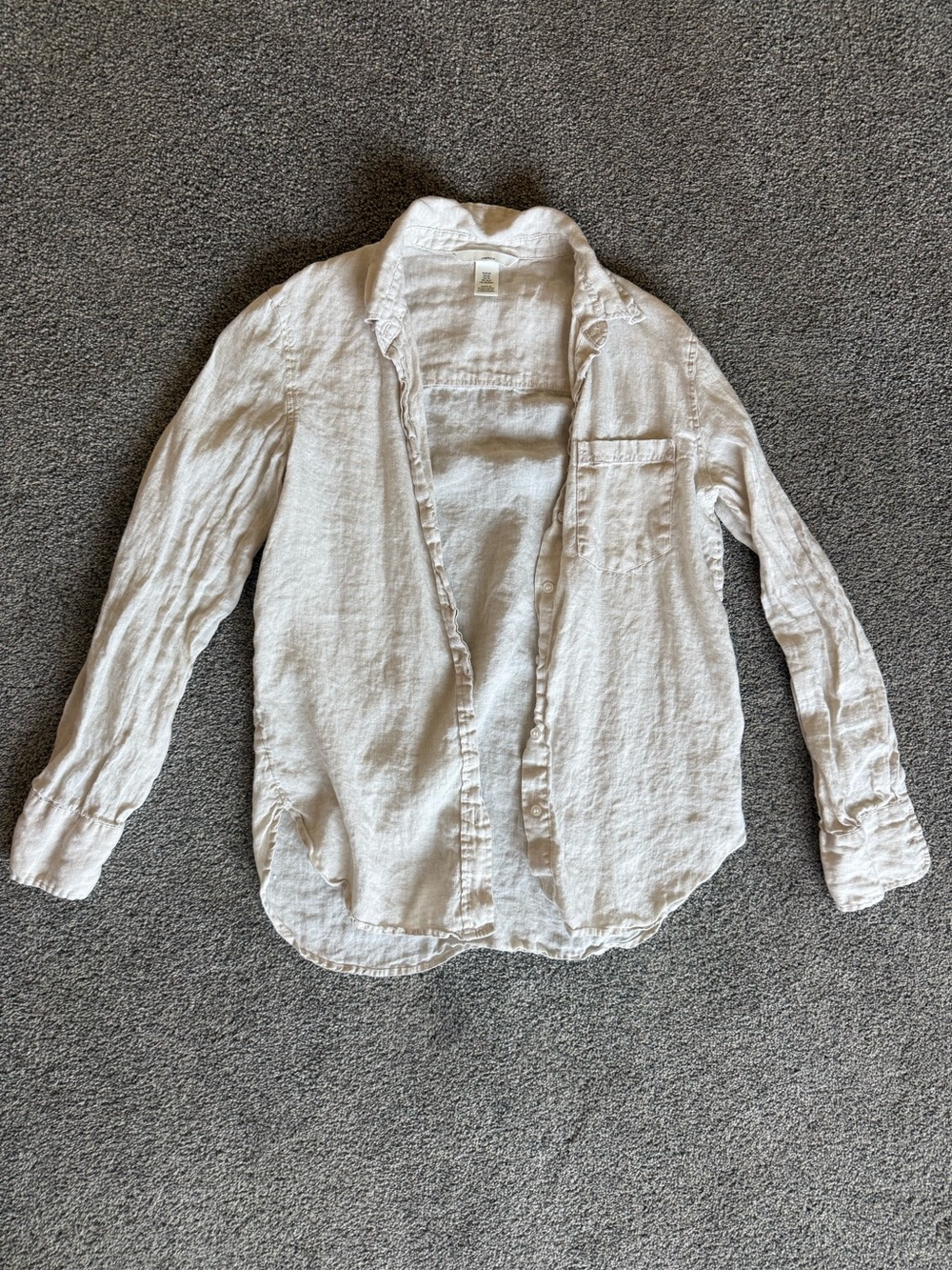 H&M Women’s 100% Linen Button Down Shirt Extra Small Light Beige